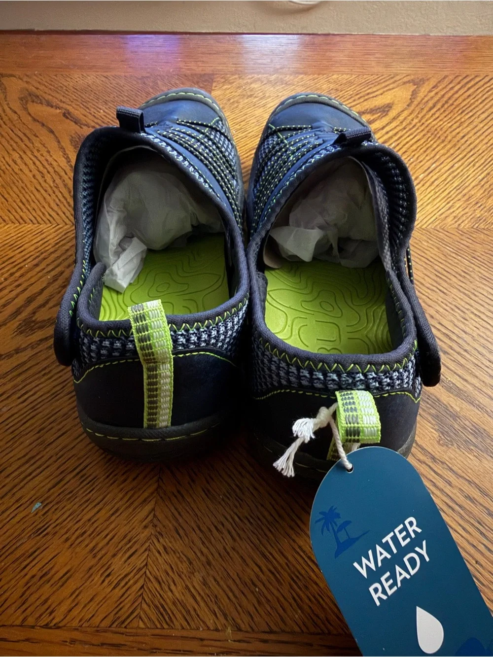 JBU Navy and Lime Green Men's Casual Slip-On Sandals
